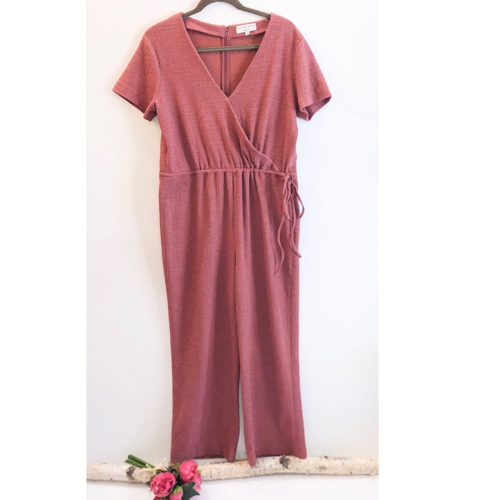 Madewell Texture&Thread Short-Sleeve Wrap Jumpsuit